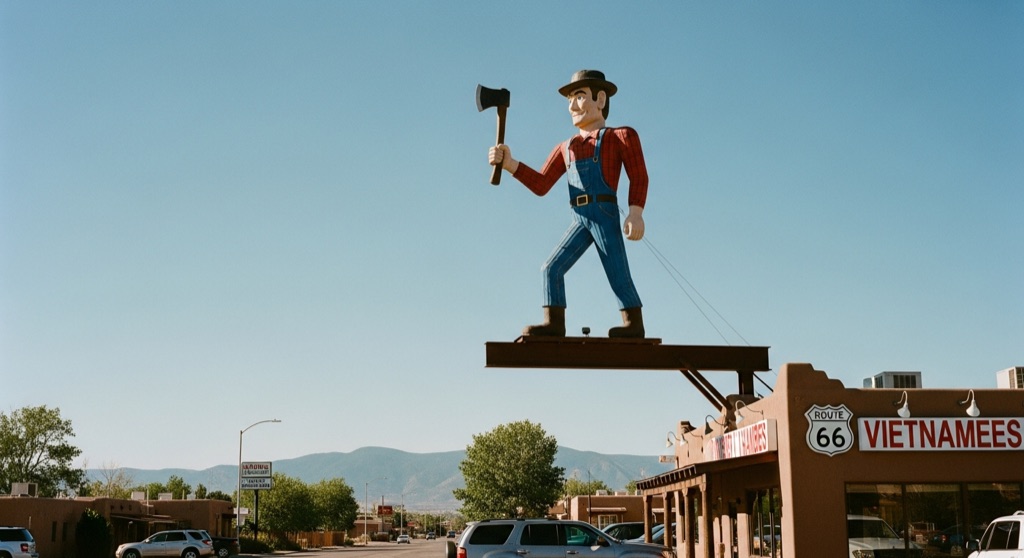 May Café Lumberjack ("Fidel" the Bunyan Mutant) — Roadside & Outdoor Oddities in Albuquerque