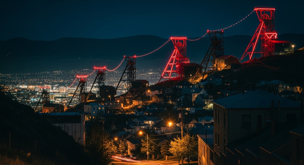Butte's Lit Headframes (Gallows Frames) — After Dark & Night Sky in Butte