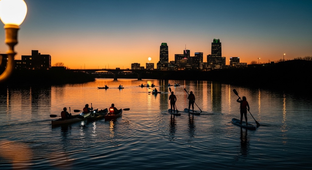 Full Moon Paddle on the Trinity River (TC Paddlesports) — After Dark & Night Sky in Dallas