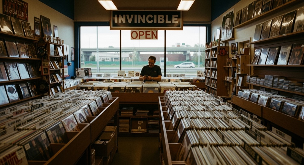 Atmosphere of Invincible Vinyl — Baker / Kalamath (near Santa Fe Arts District)