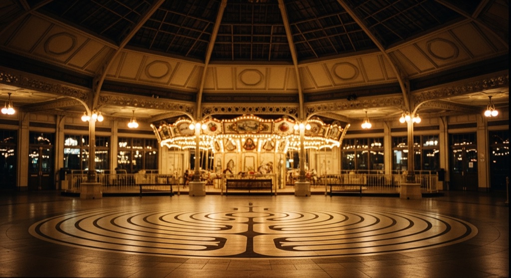 Atmosphere of Old Elitch Carousel Dome (with floor labyrinth) — Berkeley / Tennyson Street
