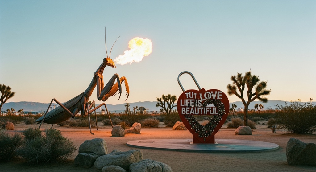 Downtown Container Park — the fire-breathing Mantis — Roadside & Outdoor Oddities in Las Vegas