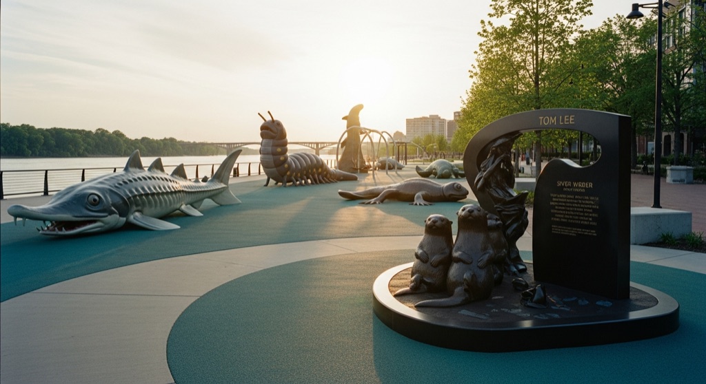 Tom Lee Park — river-creature playground & Tom Lee memorial — Roadside & Outdoor Oddities in Memphis