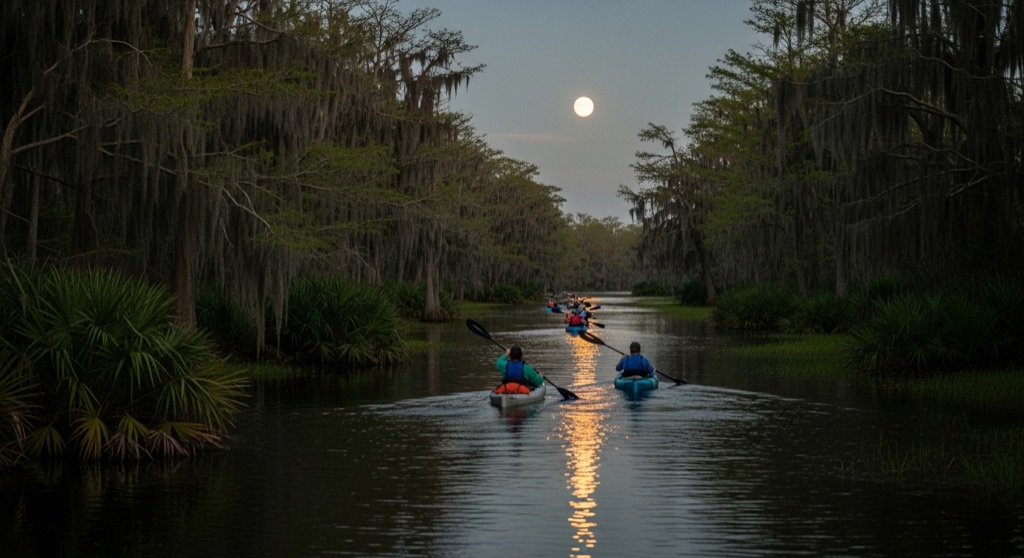 Canoe & Trail Adventures Moonlight Paddle — After Dark & Night Sky in New Orleans
