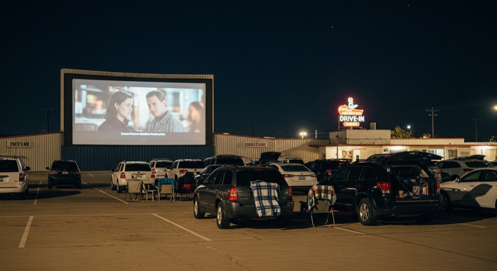 Winchester Drive-In Theatre — After Dark & Night Sky in Oklahoma City