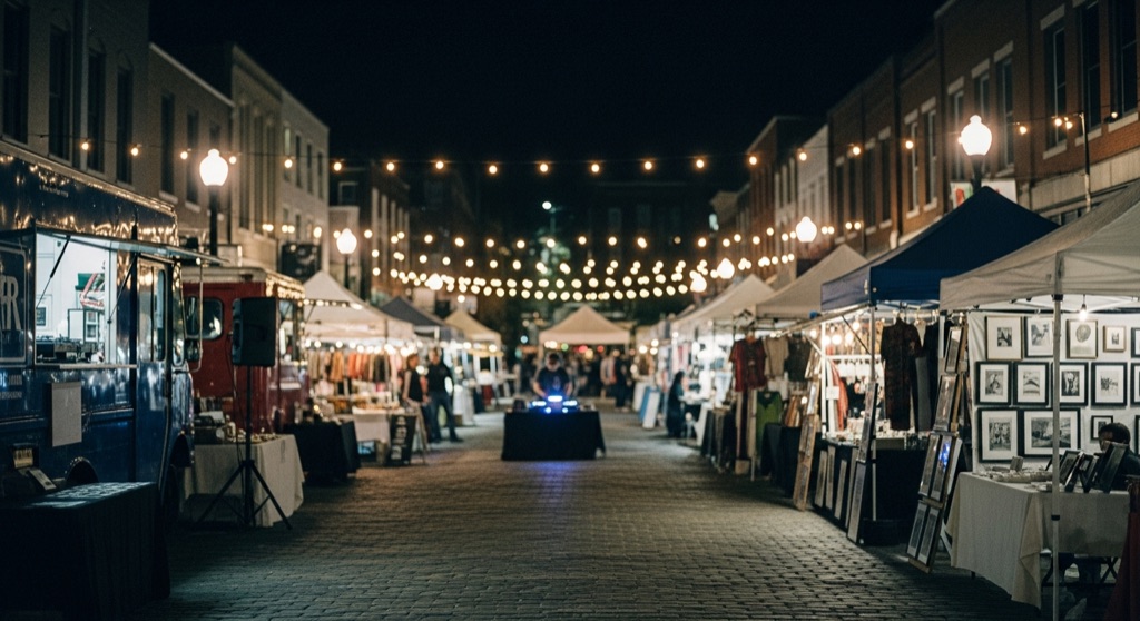 Raleigh Night Market at Historic City Market — After Dark & Night Sky in Raleigh
