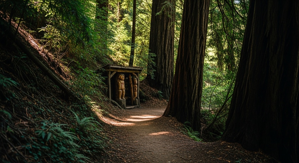 Byrne-Milliron Forest — Jeff Helmer's Hidden Trail Sculptures — Roadside & Outdoor Oddities in Santa Cruz