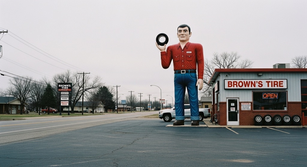 Atmosphere of Muffler Man at Brown's Tire & Custom Wheel Center — South Wichita